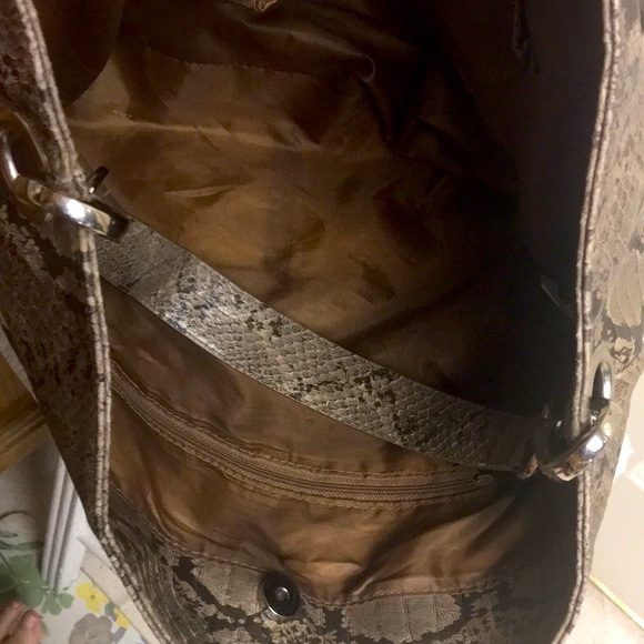 Taupe Snake Print Shoulder Bag - Picture 8 of 10